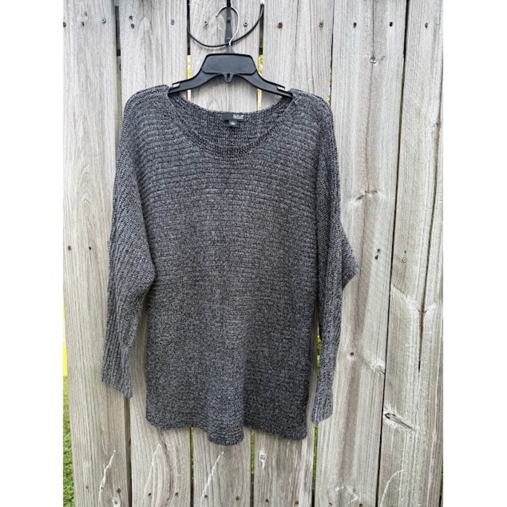 Boho Minimalist a.n.a Sweater Large Gray Marled Knit Relaxed Scoop Neck Top